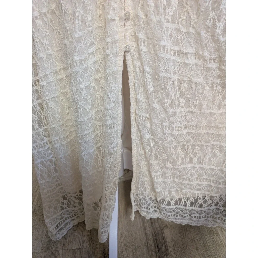 Abercrombie & Fitch Y2K Cream Lace Button Front Sleeveless Maxi Dress Medium